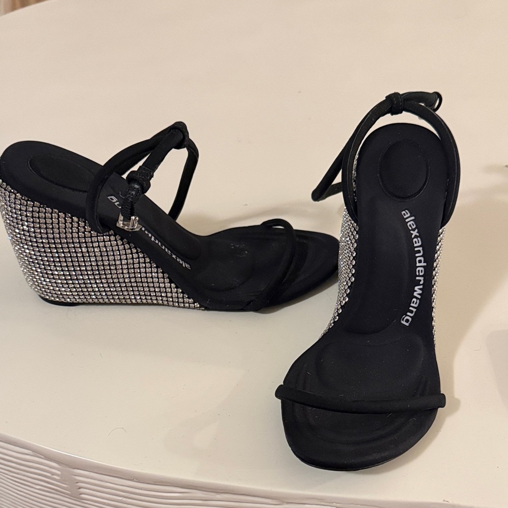 Alexander Wang Black Wedges with Silver Accents